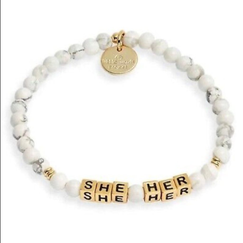 Nwt Little Words Project She/Her Beaded Stretch Bracelet